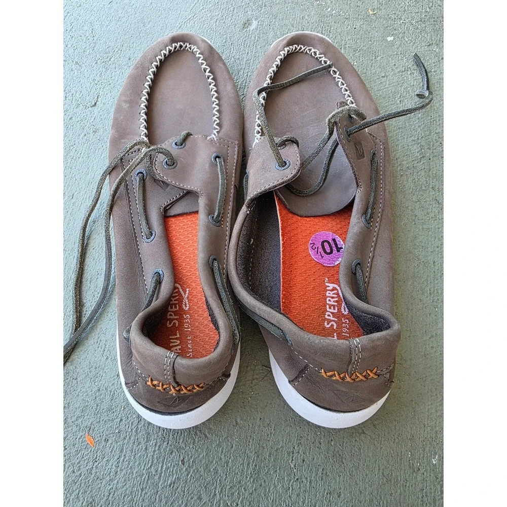 Paul Sperry Mens Boat Shoes Brown Leather Moc Toe Loafers STS14476 Size 10.5M D1